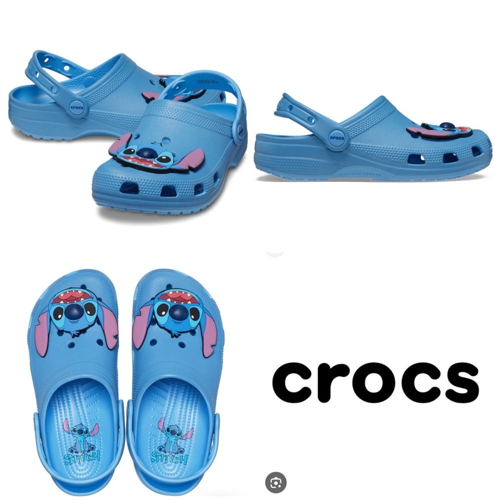 Crocs Adult Unisex Men 11 Women 13 Blue  Disney Stitch Classic Clog Slip on Shoe